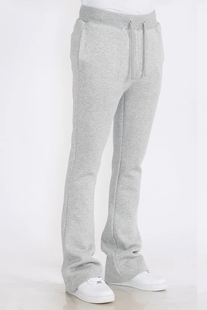 Mens Solid Fleece Flare Stacked PANTS